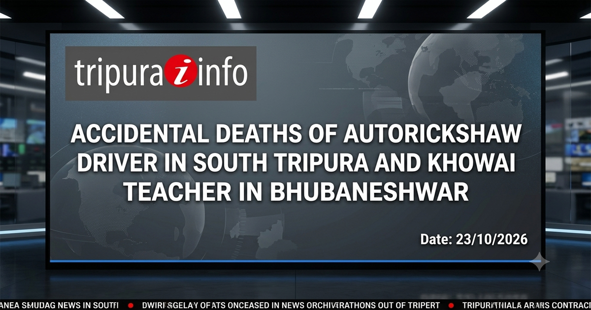 Accidental deaths of autorickshaw driver in south Tripura and Khowai teacher in Bhubaneshwar