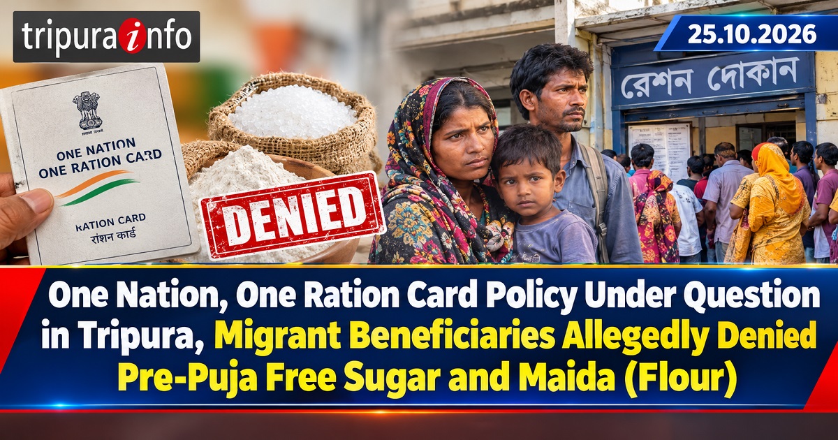 One Nation, One Ration Card Policy Under Question in Tripura, Migrant Beneficiaries Allegedly Denied Pre-Puja Free Sugar and Maida ( Flour)