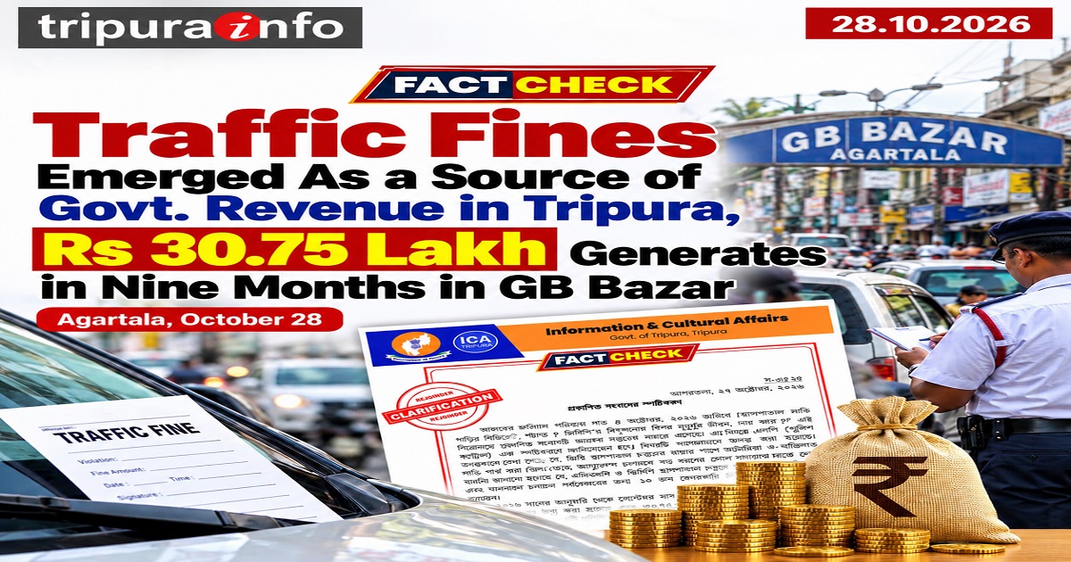 Traffic Fines  Emerged As a Source of Govt. Revenue in Tripura, Rs 30.75 Lakh Generates in Nine Months in GB Bazar