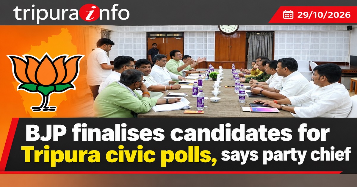 BJP finalises candidates for Tripura civic polls, says party chief